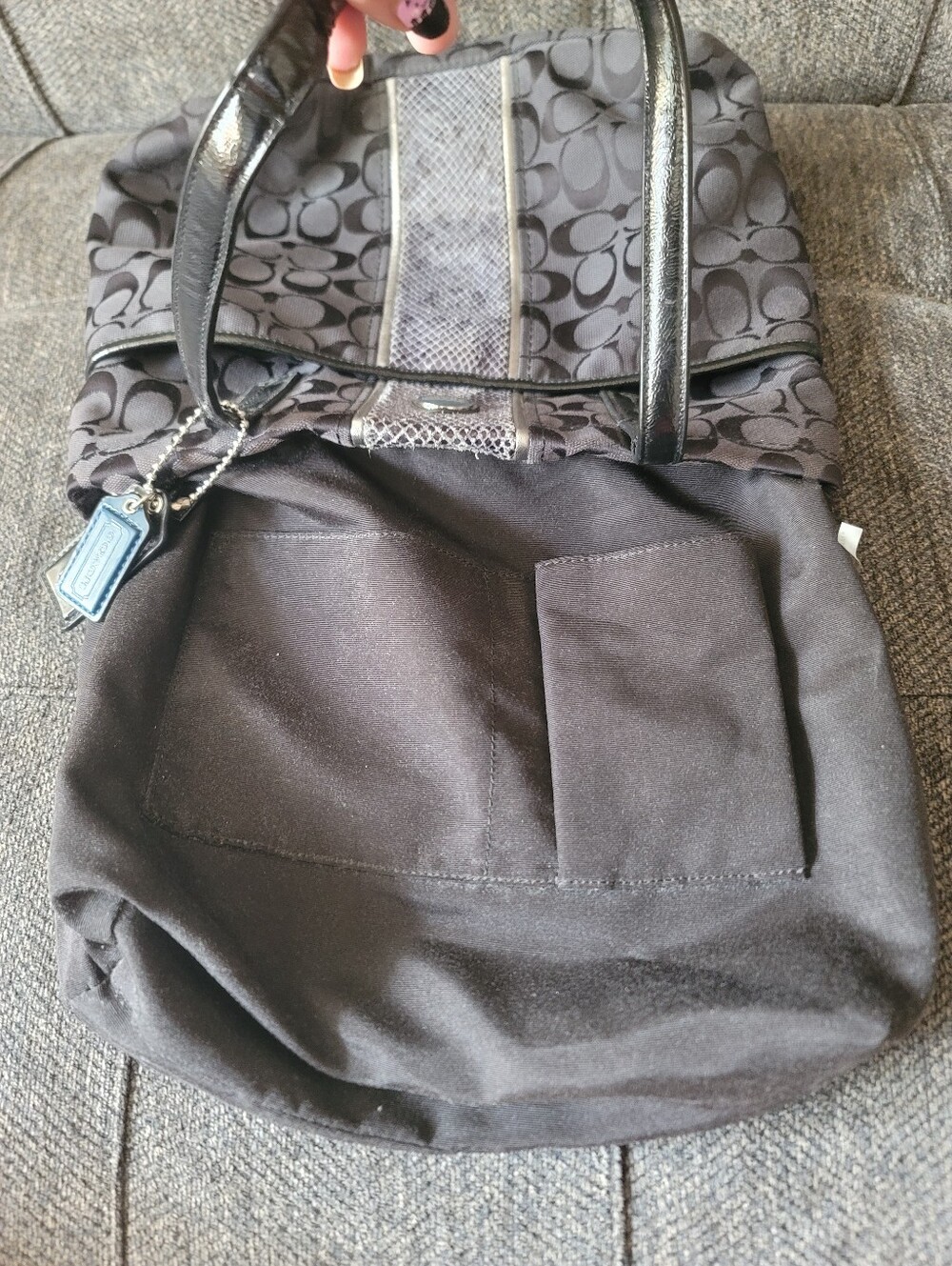Coach Signature Python Stripe Tote - Picture 3 of 15